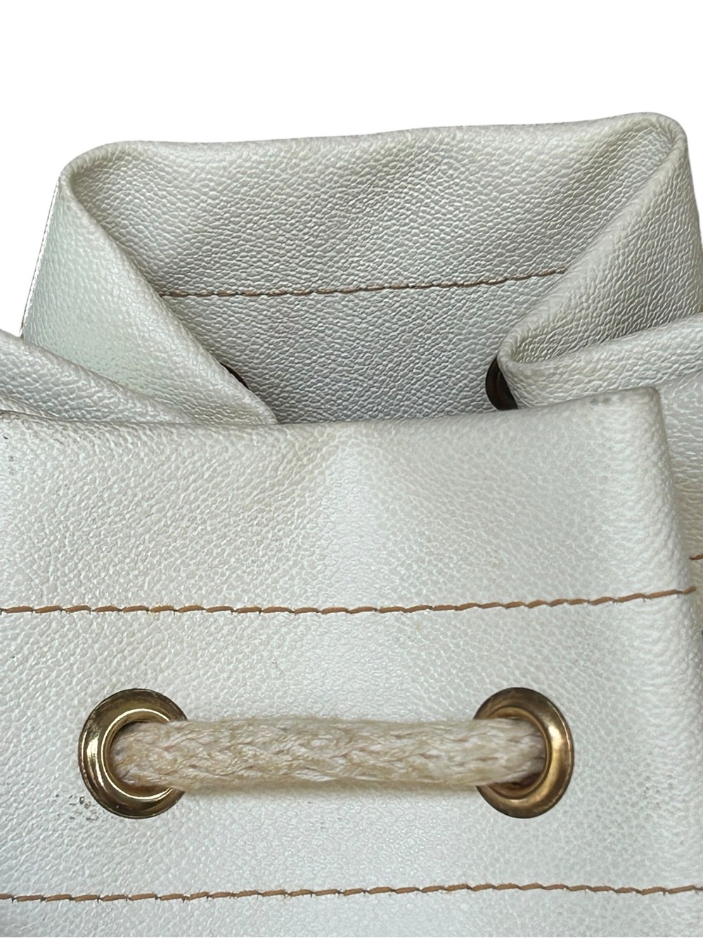 Vintage 1980s/1990s Trussardi White/Cream Leather Rope Drawstring Bucket Bag EUC - Picture 5 of 8